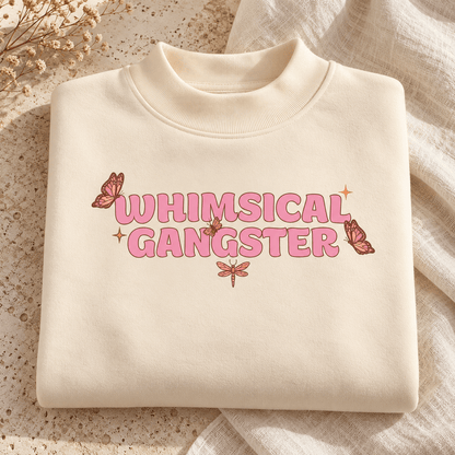 Whimsical Gangster Essential Fleece Mock-Neck Crew Sweatshirt