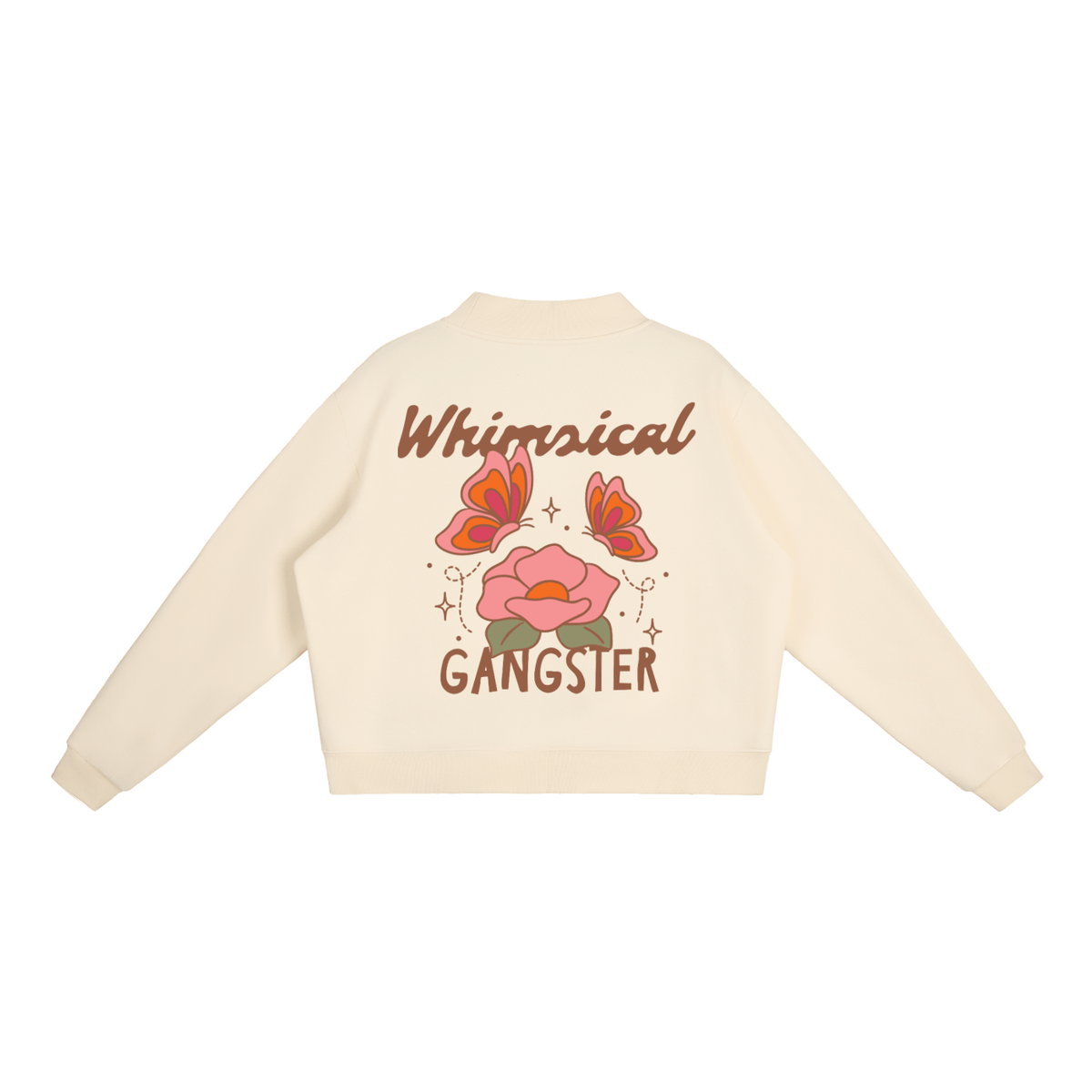 Whimsical Gangster Essential Fleece Mock-Neck Crew Sweatshirt
