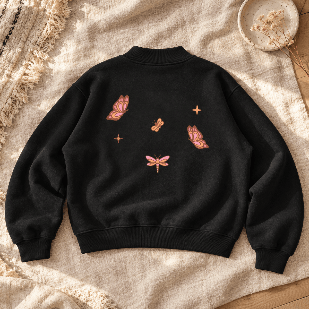 Whimsical Gangster Essential Fleece Mock-Neck Crew Sweatshirt