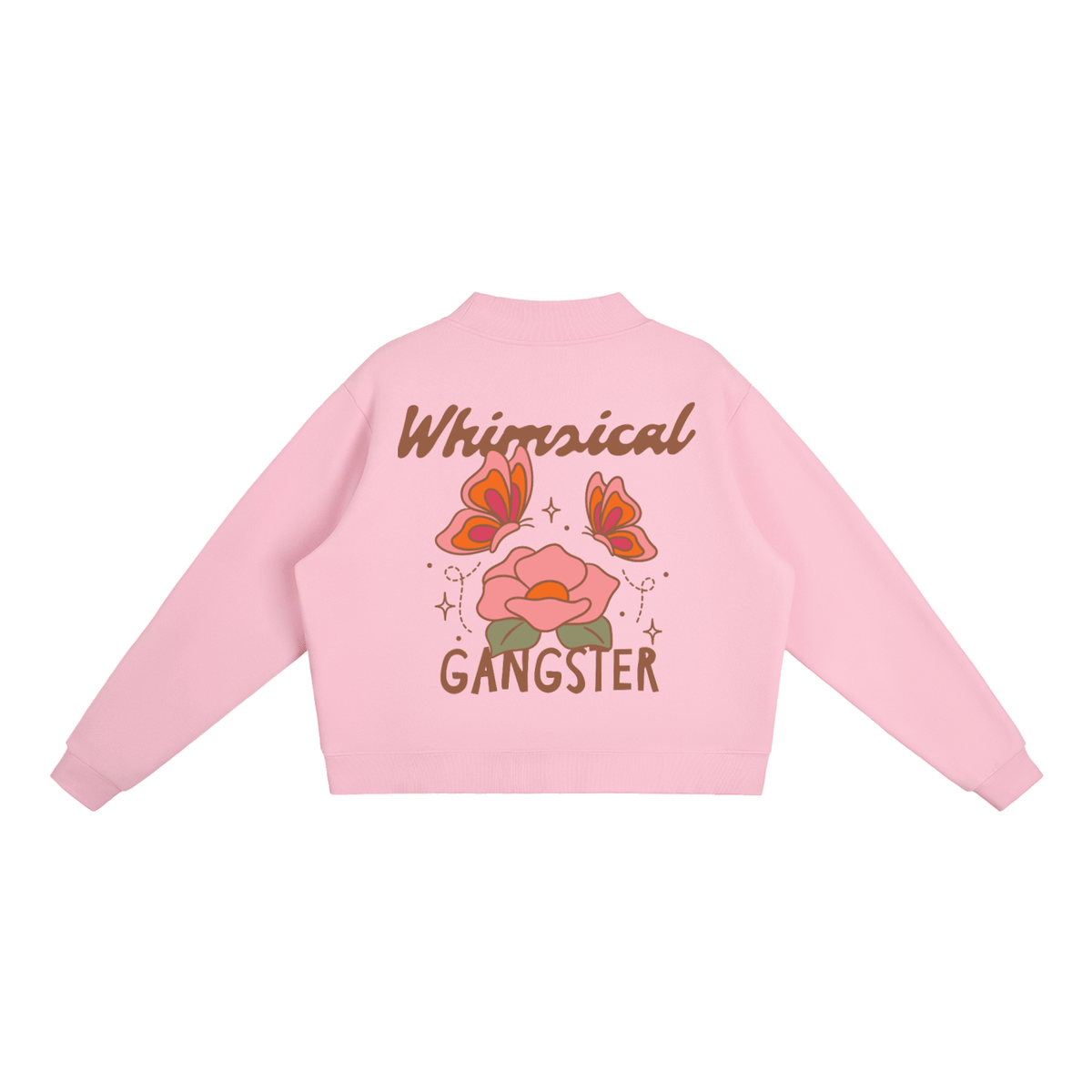 Whimsical Gangster Essential Fleece Mock-Neck Crew Sweatshirt