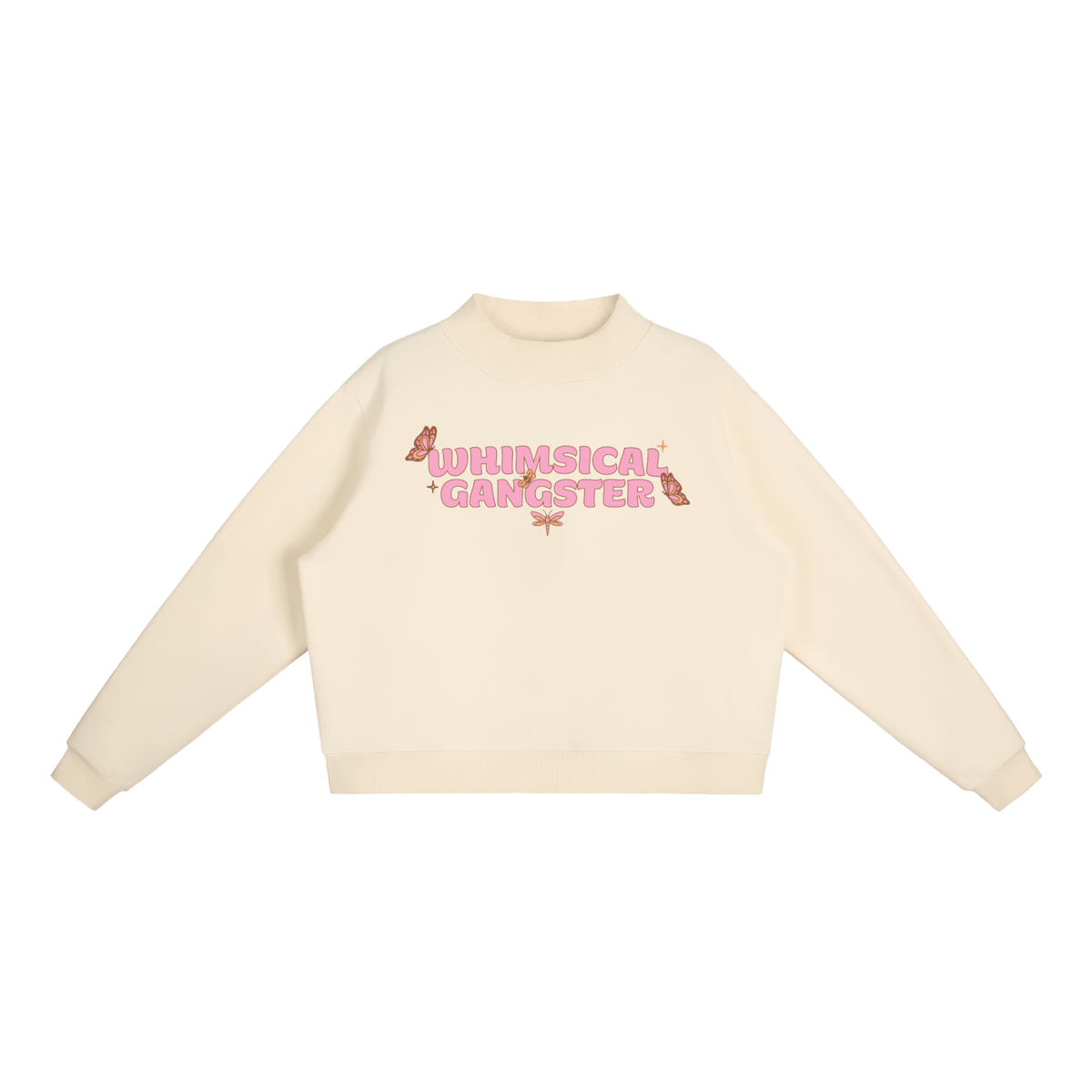 Whimsical Gangster Essential Fleece Mock-Neck Crew Sweatshirt
