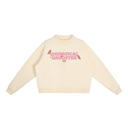 Whimsical Gangster Essential Fleece Mock-Neck Crew Sweatshirt