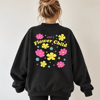 Just A Flower Child - Fleece Mock-Neck Crew Sweatshirt