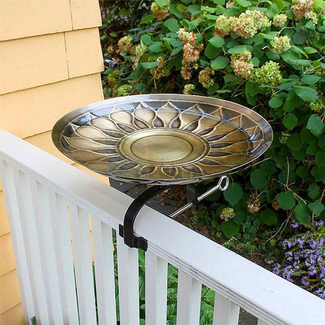 African Daisy Bird Bath with Over Rail Bracket - Happy Gardens