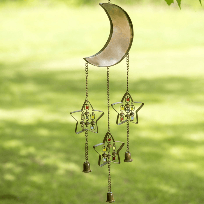 Happy Gardens - Moon and Stars w/Dangles Wind Chime