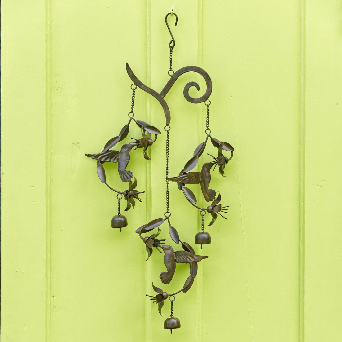 Hummingbirds w/Flowers Flamed Wind Chime - Happy Gardens