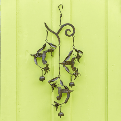 Hummingbirds w/Flowers Flamed Wind Chime - Happy Gardens