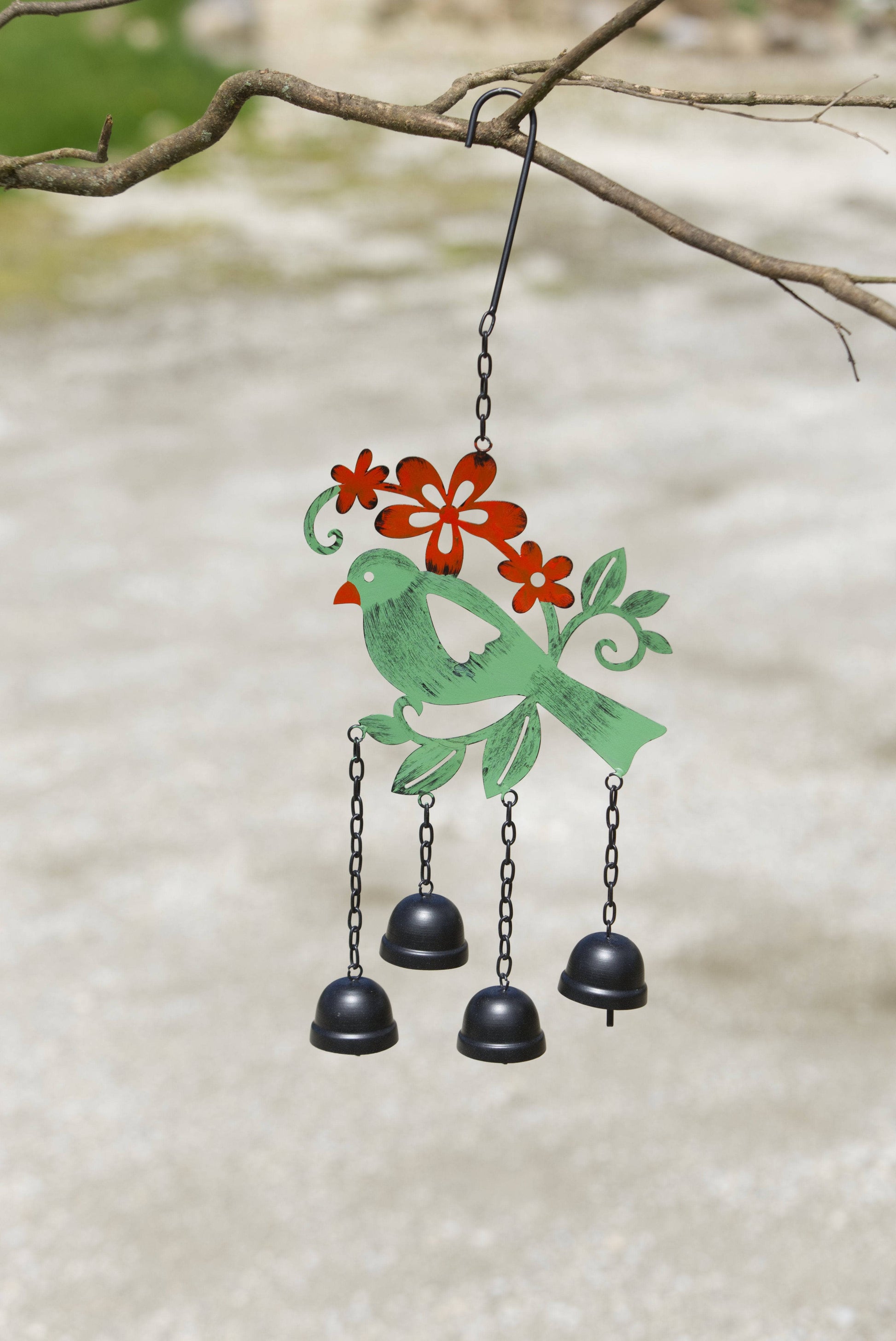 Hanging Bird w/Bells Multicolor Wind Chime - Happy Gardens