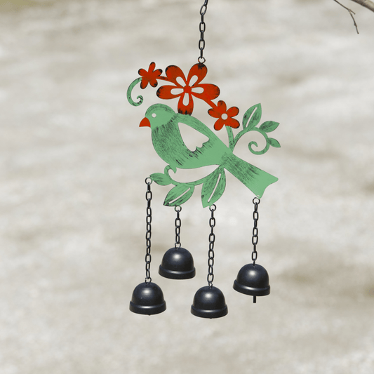 Hanging Bird w/Bells Multicolor Wind Chime - Happy Gardens
