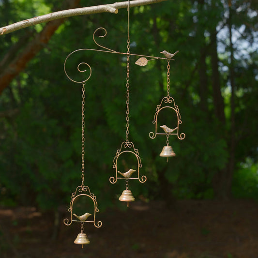 Triple Birds on Swings Wind Chime - Happy Gardens