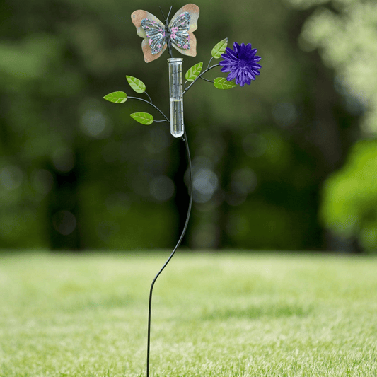 Floral Butterfly Multicolor Rain Gauge-Garden Stakes & Rain Gauges-Happy Gardens