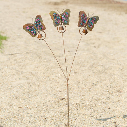 Happy Gardens - Triple Floral Butterfly Garden Stake
