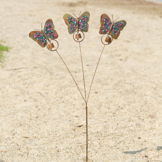 Happy Gardens - Triple Floral Butterfly Garden Stake