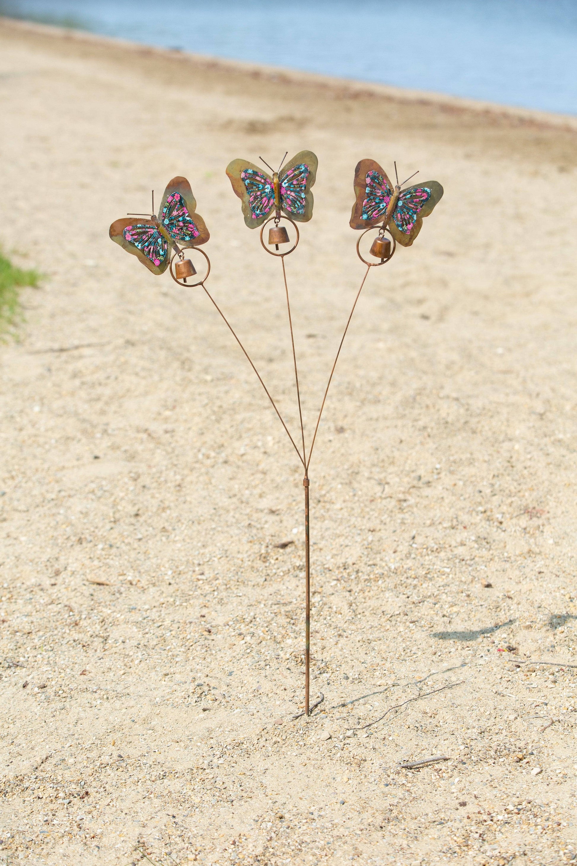 Happy Gardens - Triple Floral Butterfly Garden Stake