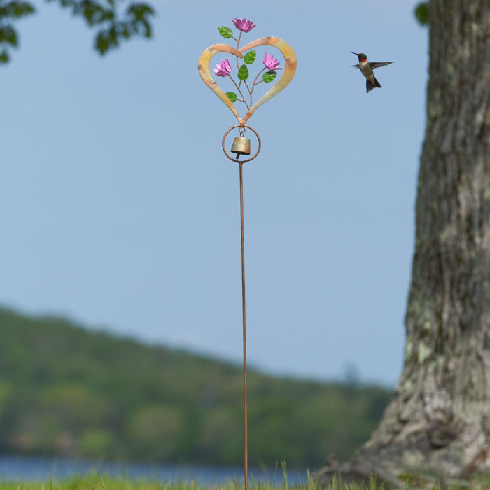 Happy Gardens - Flowers on Heart Garden Stake