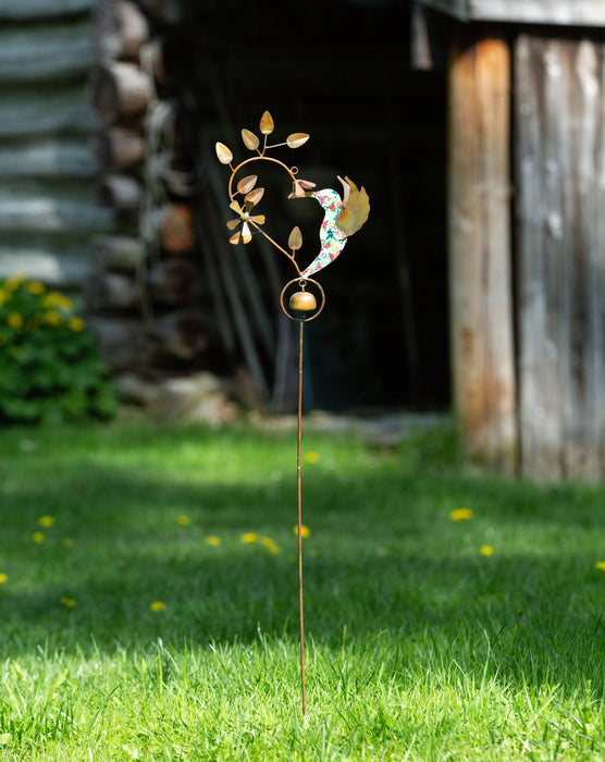 Happy Gardens - Floral Hummingbird Garden Stake