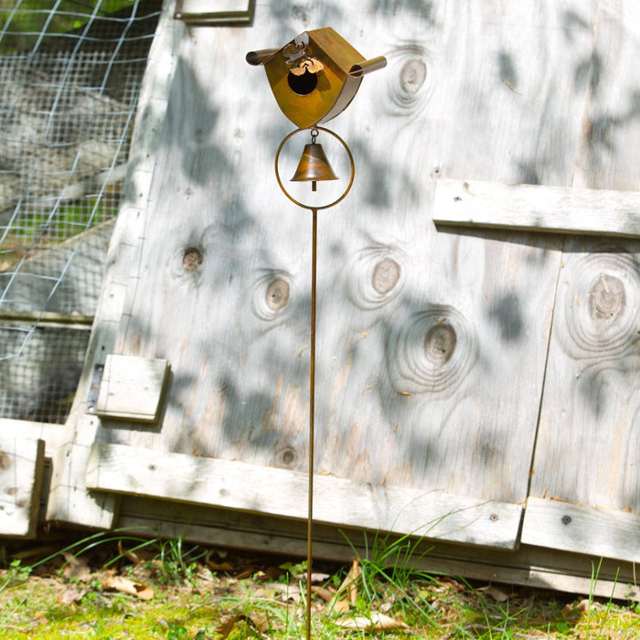 Happy Gardens - Birdhouse and Bell Garden Stake