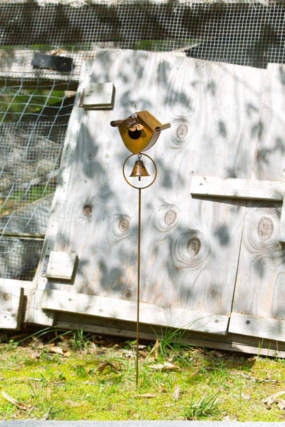 Happy Gardens - Birdhouse and Bell Garden Stake