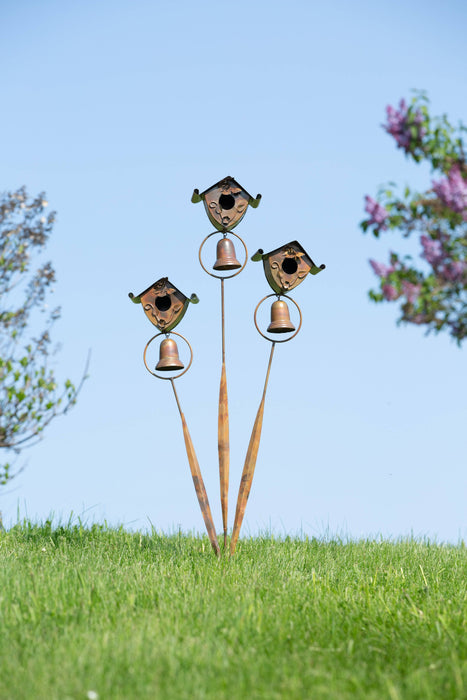 Happy Gardens - Triple Birdhouse Garden Stake