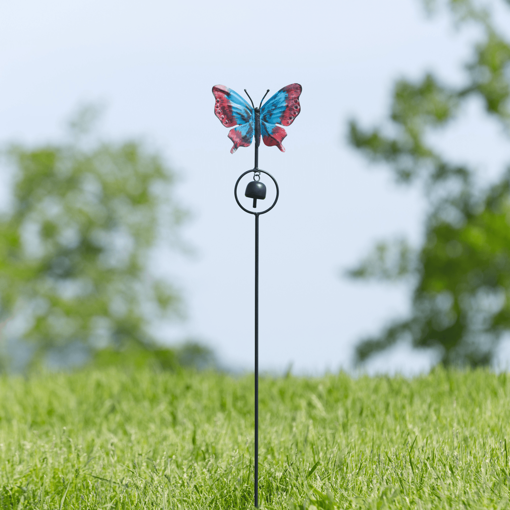 Butterfly w/Bell Multicolor Garden Stake - Happy Gardens