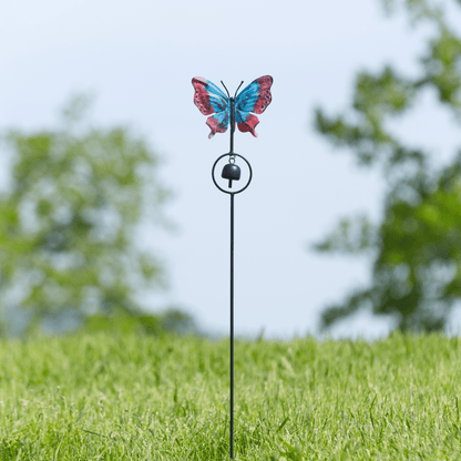 Butterfly w/Bell Multicolor Garden Stake - Happy Gardens