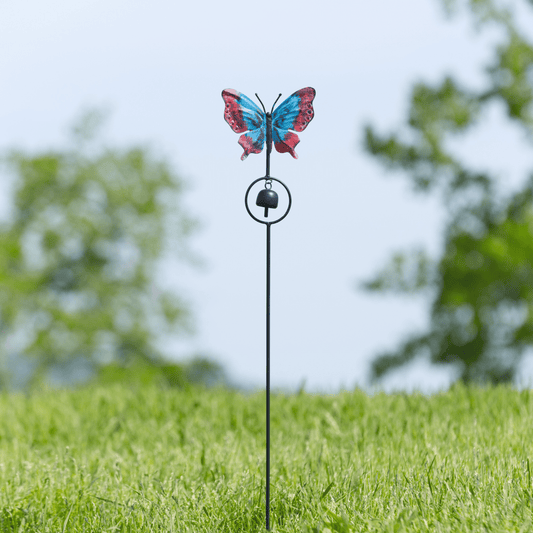 Butterfly w/Bell Multicolor Garden Stake - Happy Gardens