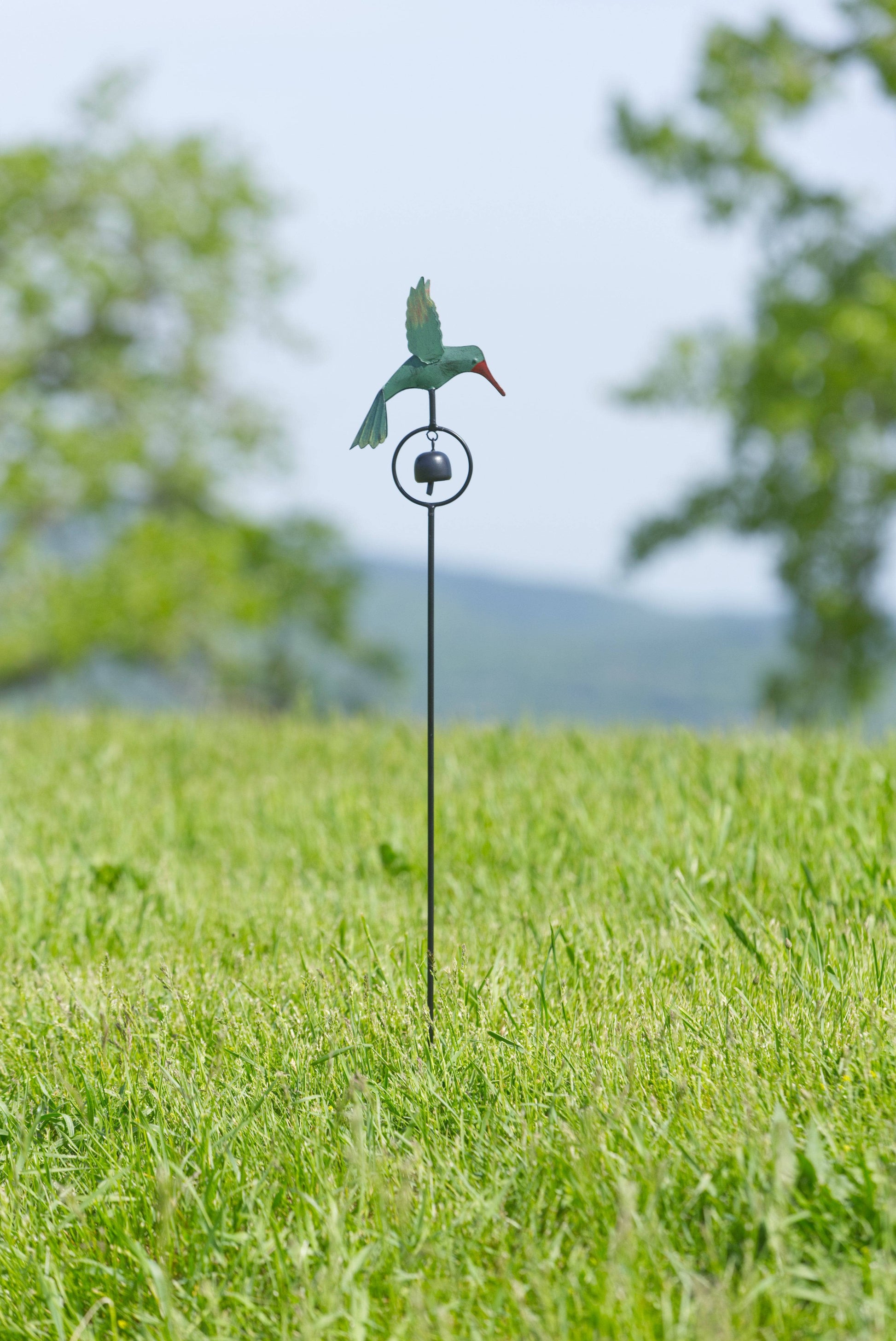 Hummingbird w/Bell Multicolor Garden Stake - Happy Gardens
