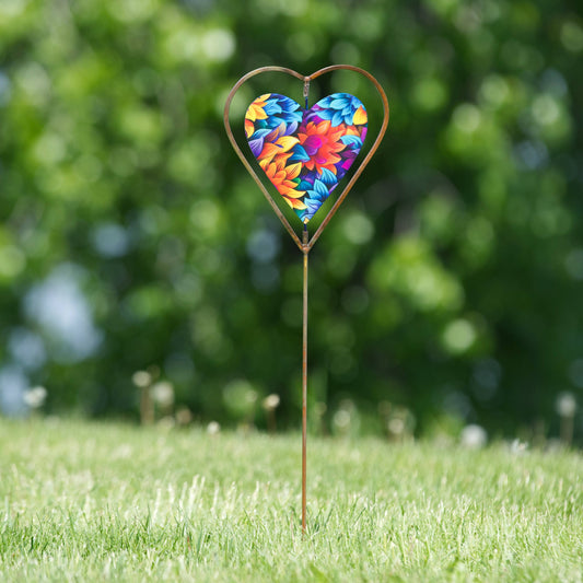 Floral Heart Disc Garden Stake - Happy Gardens