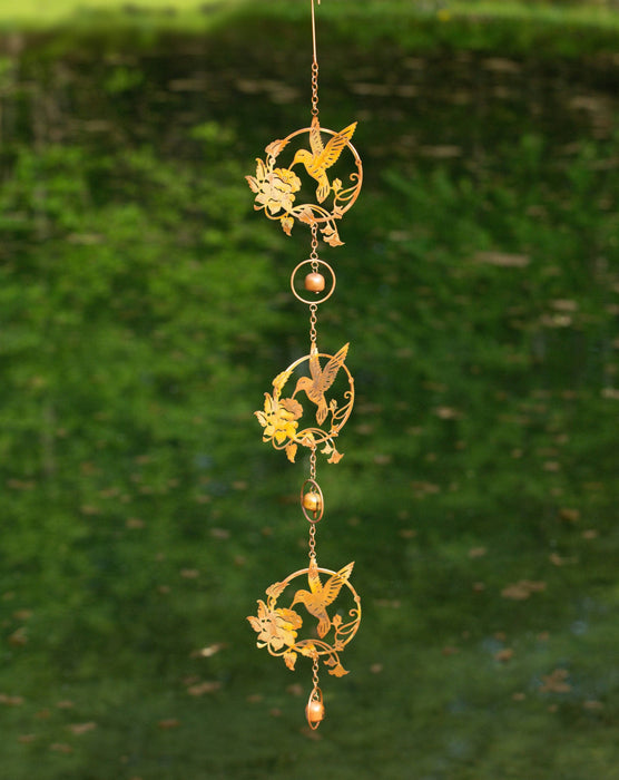 Happy Gardens - Triple Hummingbird and Lily Wind Chime