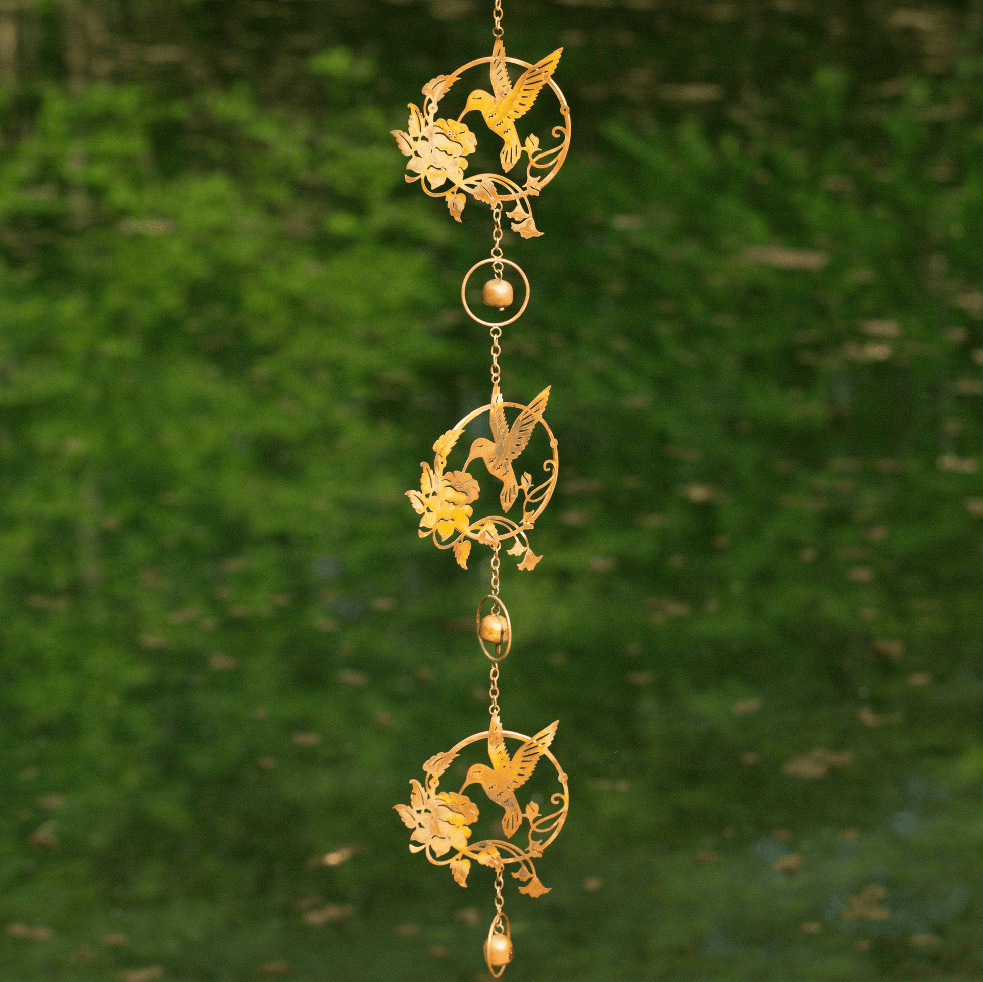 Happy Gardens - Triple Hummingbird and Lily Wind Chime