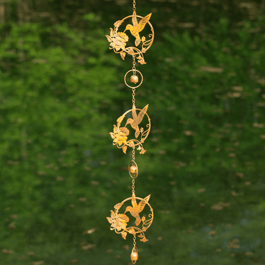 Happy Gardens - Triple Hummingbird and Lily Wind Chime