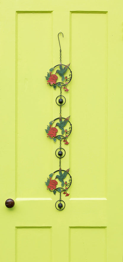 Happy Gardens - Triple Hummingbird and Lily Multicolor Wind Chime