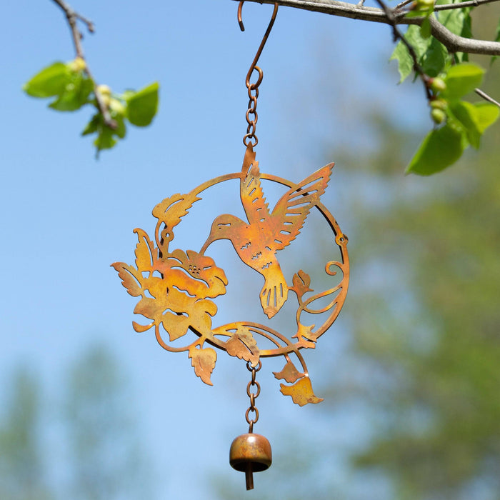 Happy Gardens -  Hummingbird and Lily Hanging Ornament with Bell