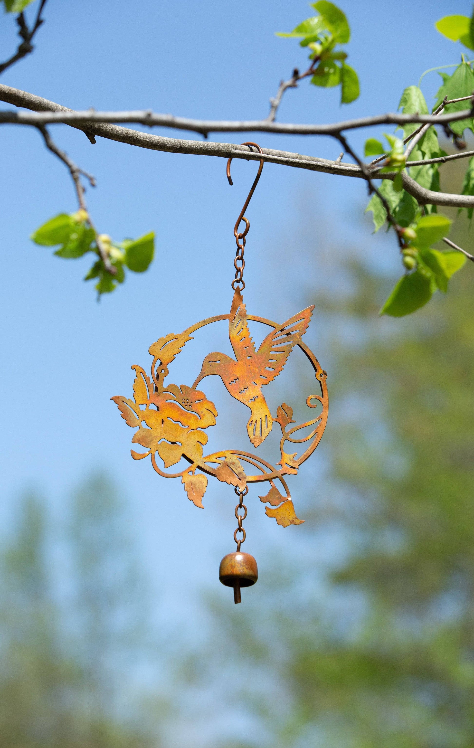 Happy Gardens -  Hummingbird and Lily Hanging Ornament with Bell