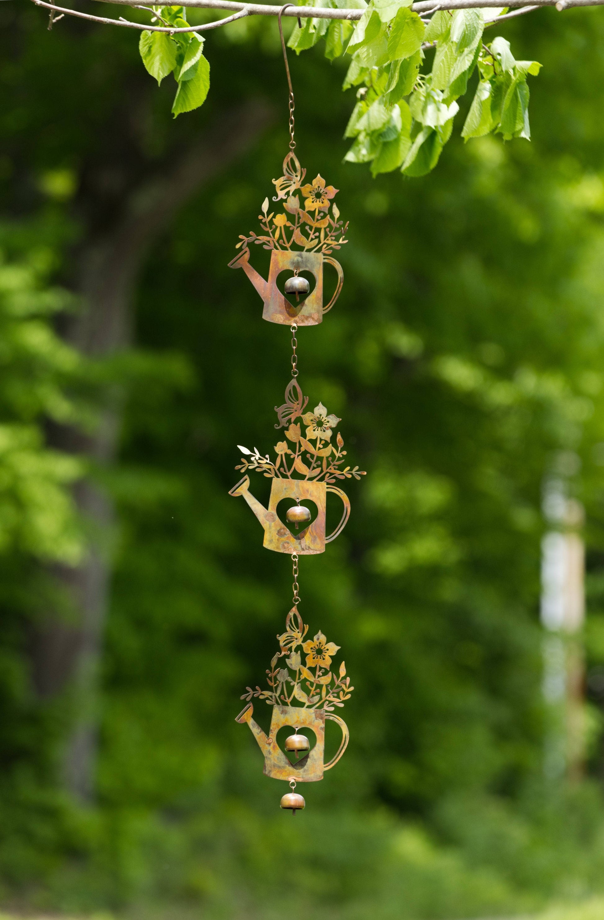 Triple Watering Can Flamed Hanging Ornament - Happy Gardens