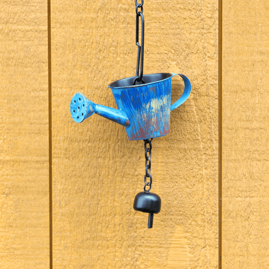 Watering Can Distressed Blue Hanging Ornament - Happy Gardens