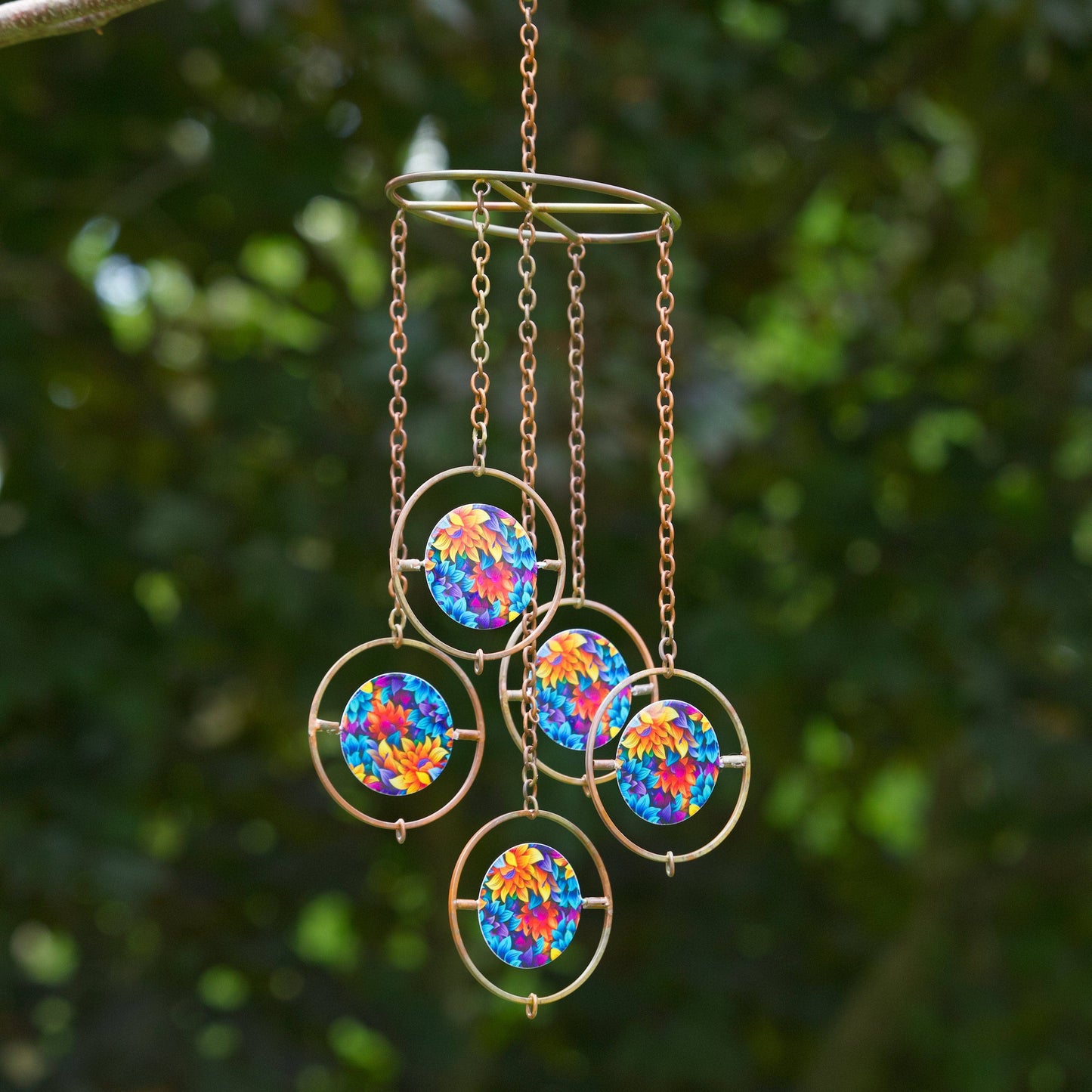 Floral Circle Multicolor Hanging Ornament - Happy Gardens