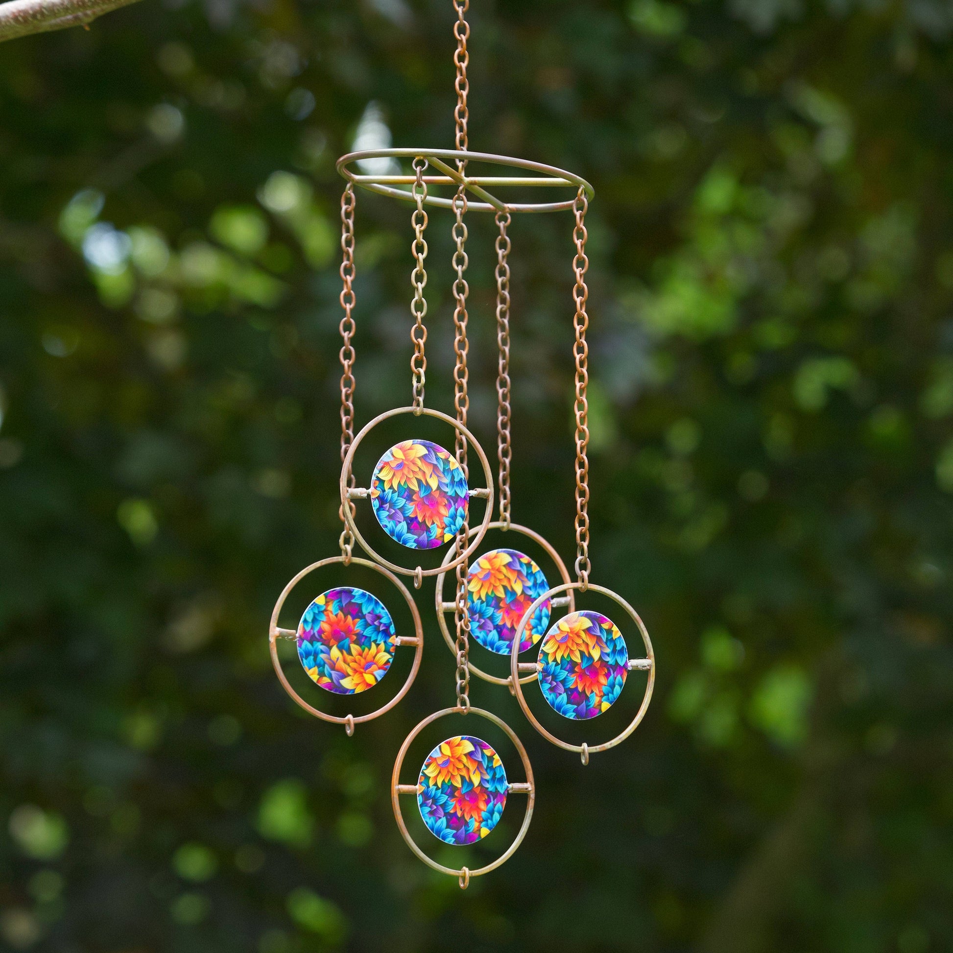 Floral Circle Multicolor Hanging Ornament - Happy Gardens