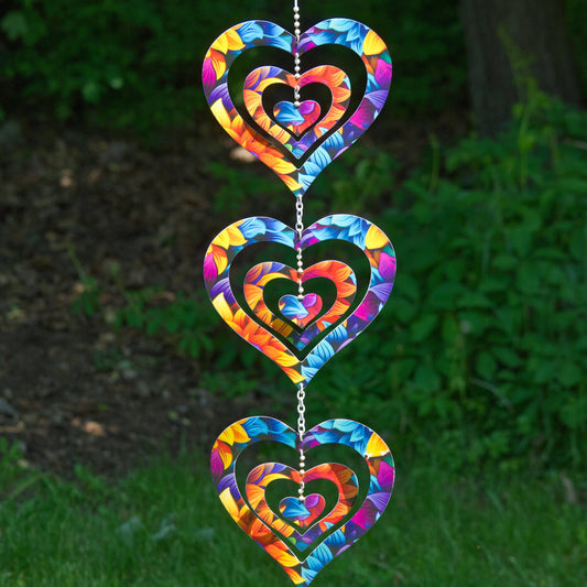 Triple Floral Heart Multicolor Ornament - Happy Gardens