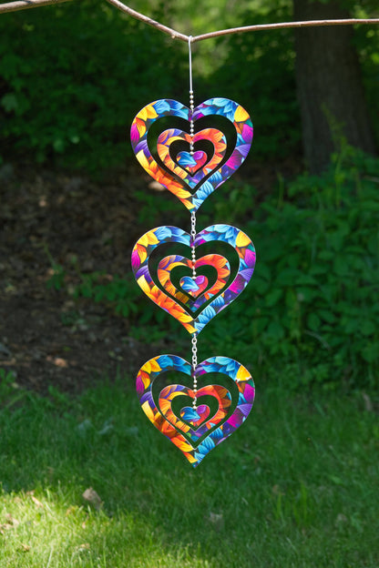 Triple Floral Heart Multicolor Ornament - Happy Gardens
