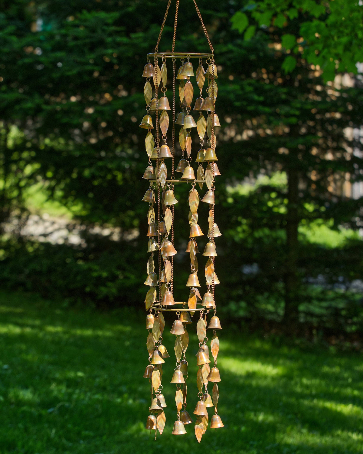 Triple Tiered Bells and Leaves Wind Chime