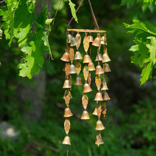 Single Tiered Bells and Leaves Wind Chime - Happy Gardens