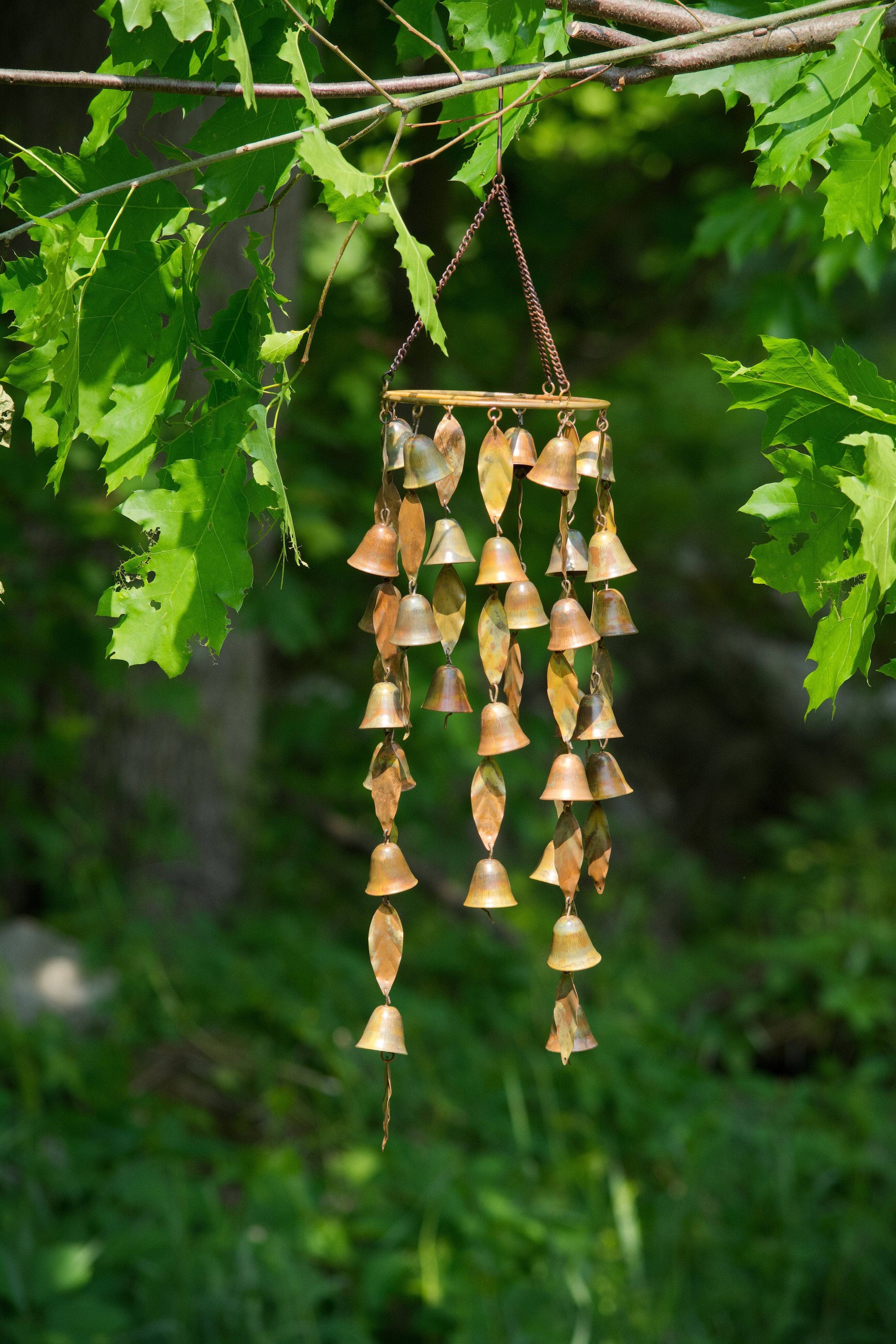 Single Tiered Bells and Leaves Wind Chime - Happy Gardens