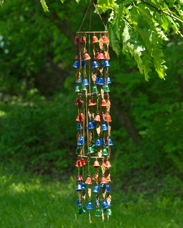Triple Tiered Bells and Leaves Multicolor Wind Chime
