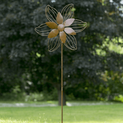 Open Petal Flower Flamed Spinner, 22"-Spinners-Happy Gardens