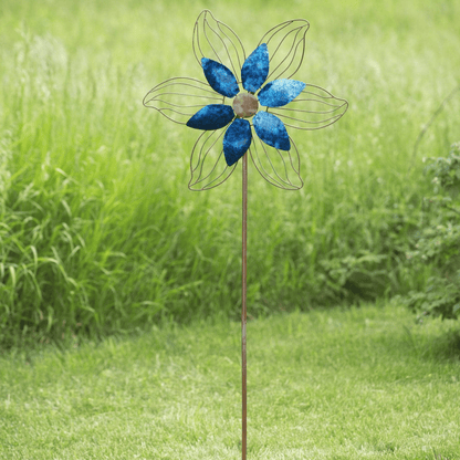 Open Petal Flower Spinner, Blue, 22"-Spinners-Happy Gardens