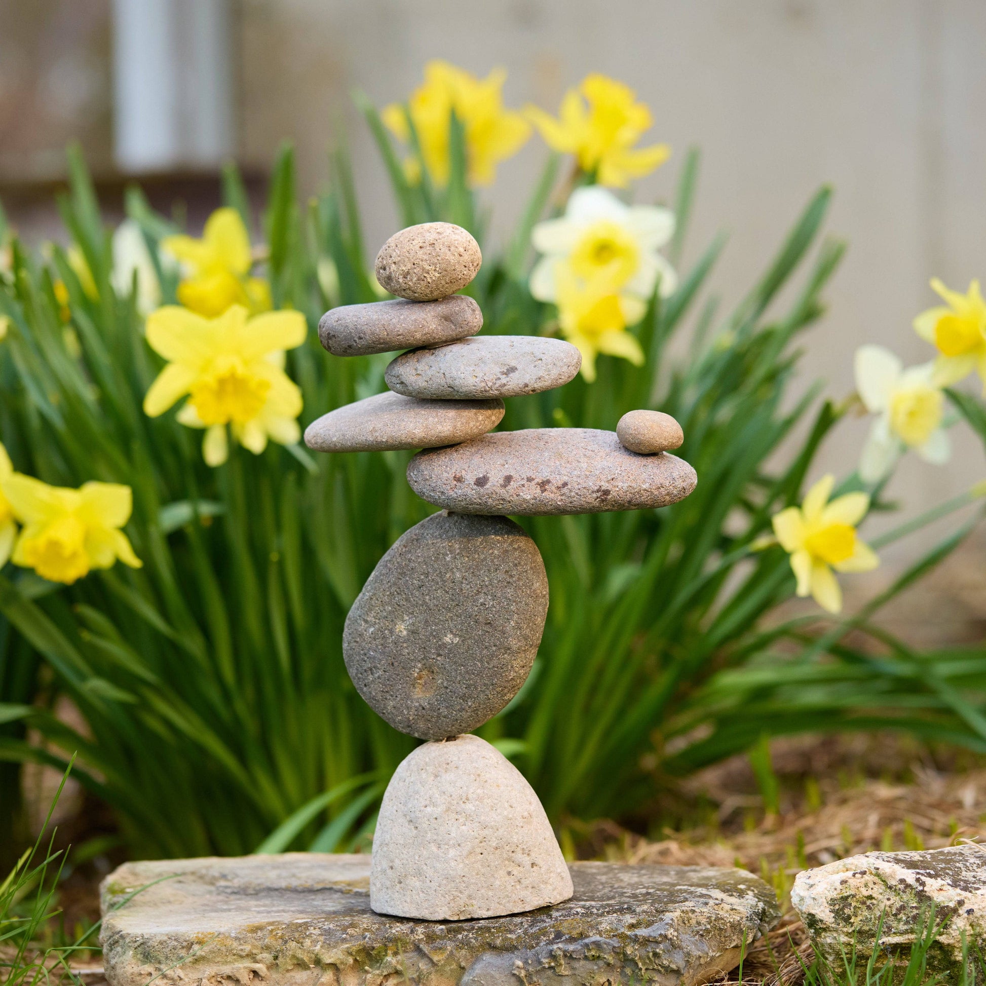 Happy Gardens - 8 Stone Cairn Garden Statue