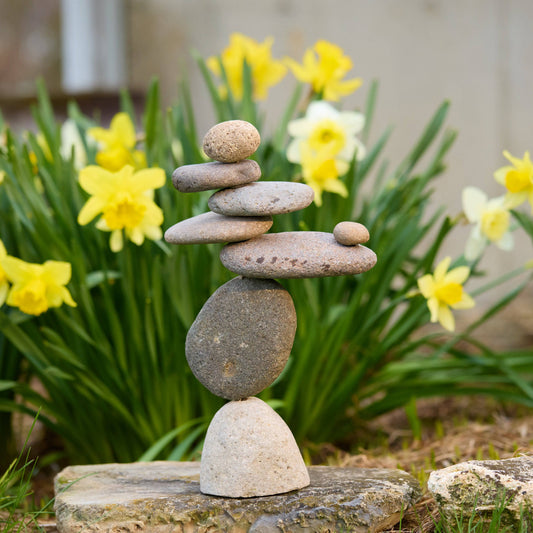 Happy Gardens - 8 Stone Cairn Garden Statue