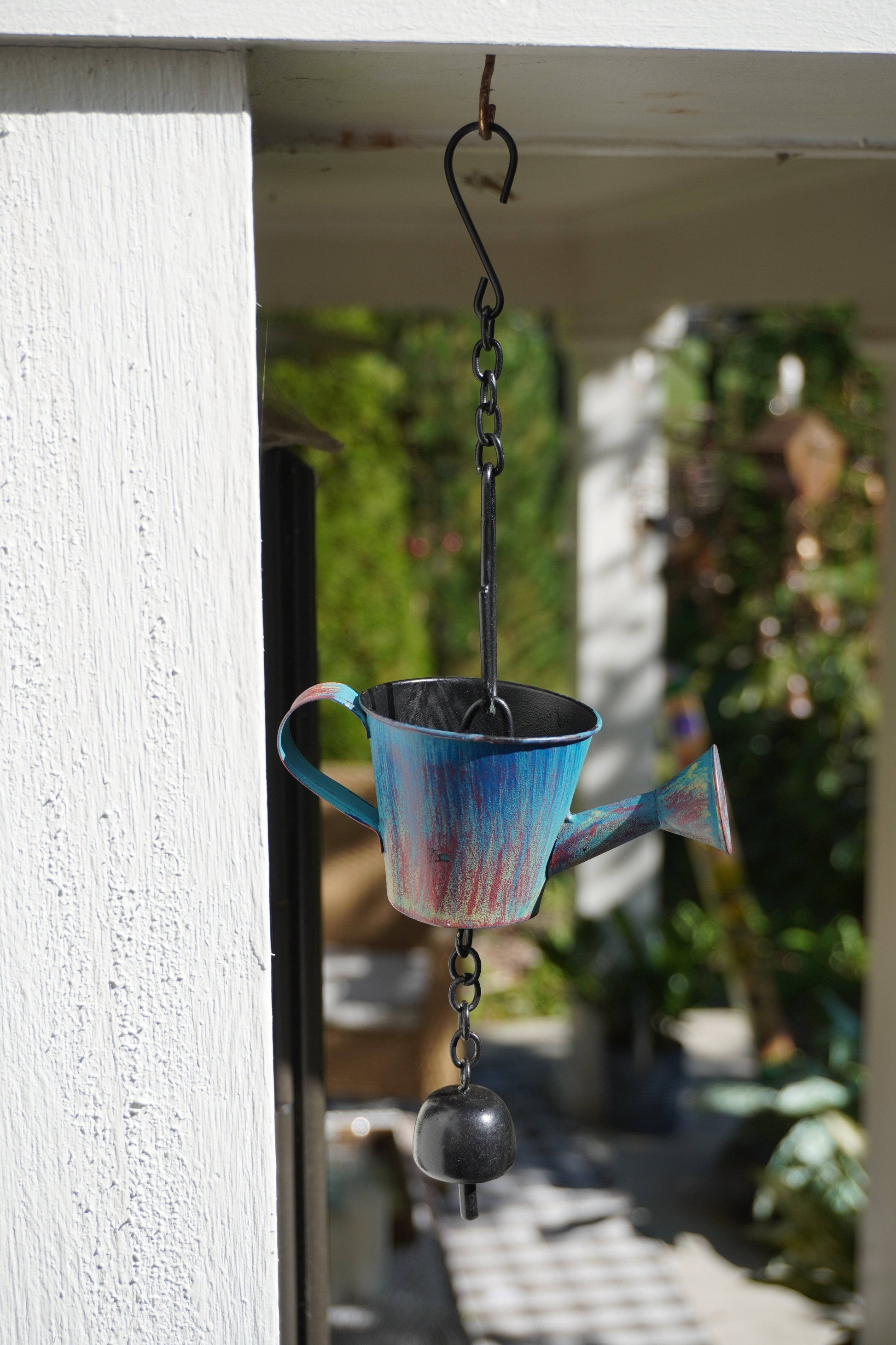 Watering Can Distressed Blue Hanging Ornament - Happy Gardens