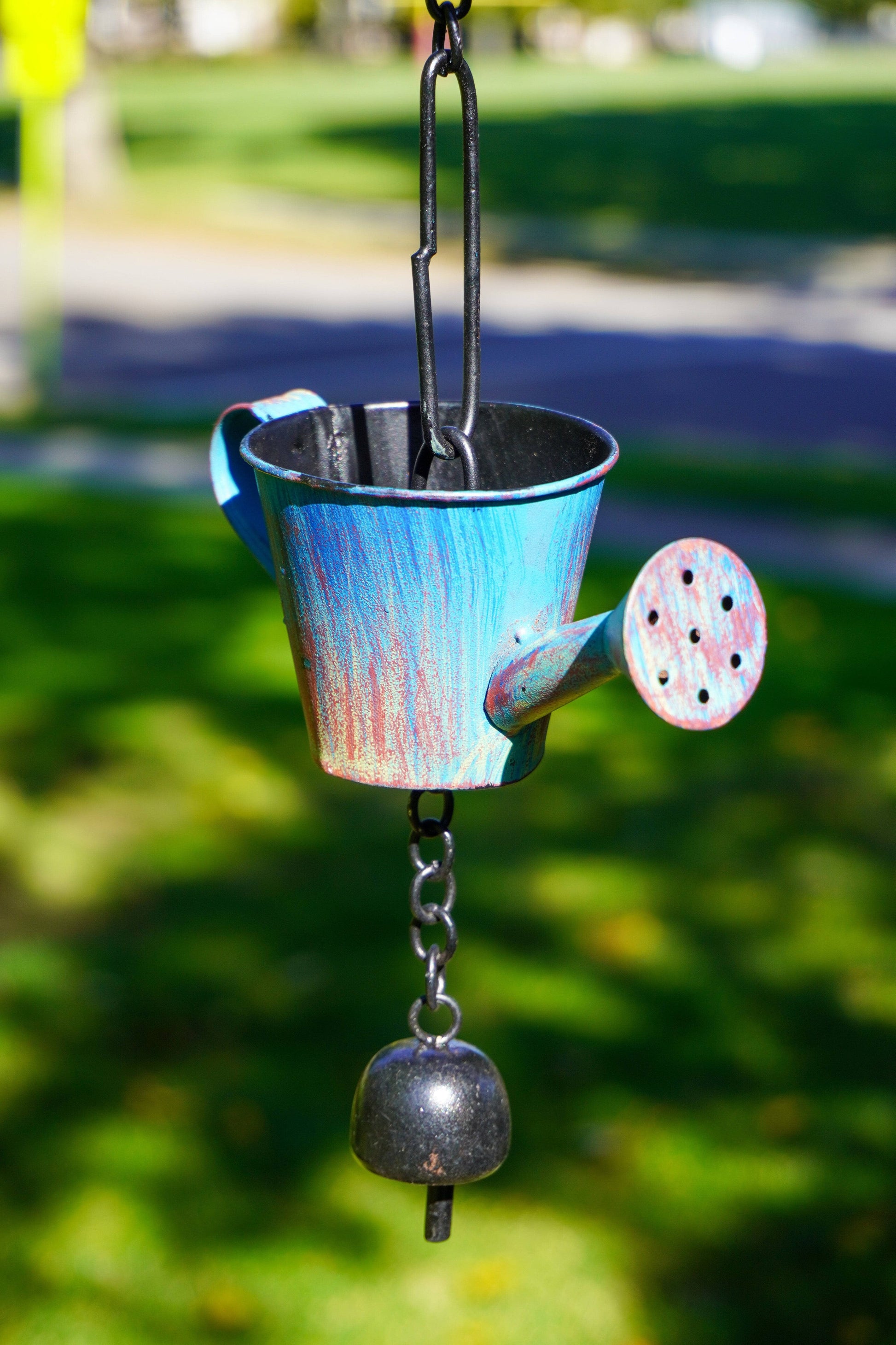Watering Can Distressed Blue Hanging Ornament - Happy Gardens